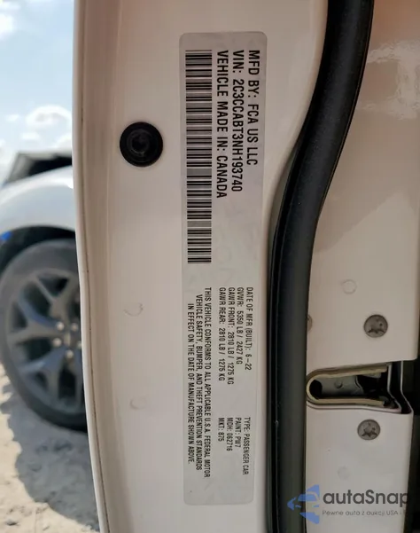 2022 Chrysler 300 S из США, поврежденный, VIN 2C3CCABT3NH193740